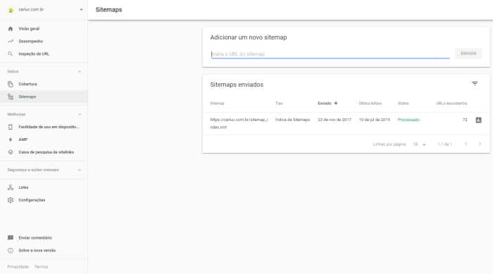 Sitemap do Google Search Console